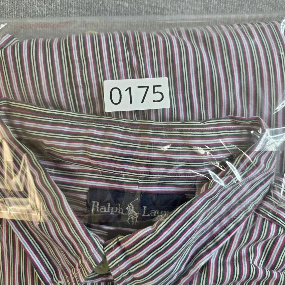 Ralph Lauren Button Down Shirt Mens 18 34/35 Multi Stripe Grandpacore Preppy XXL